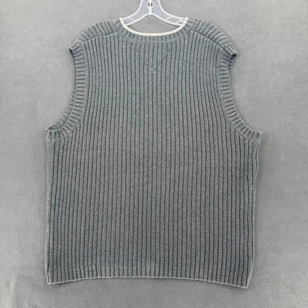 VTG Tommy Hilfiger Men's Sweater Vest XL] Gray Ribbed Knit V-Neck Preppy READ